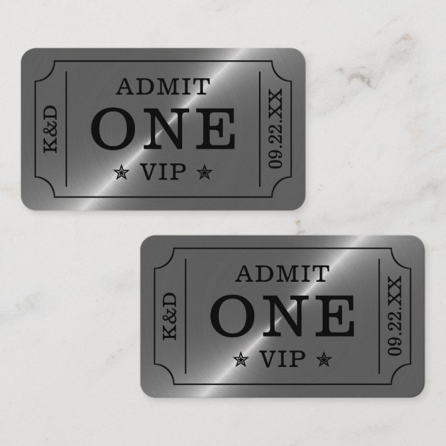 Tarjeta De Recepción Entrada para Fiesta Moderna - Plata (Anverso / Reverso)