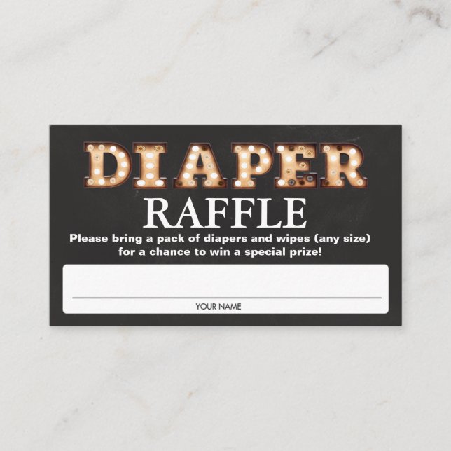 Tarjeta De Recepción Entradas de Baby Shower Diaper Raffle (Anverso)