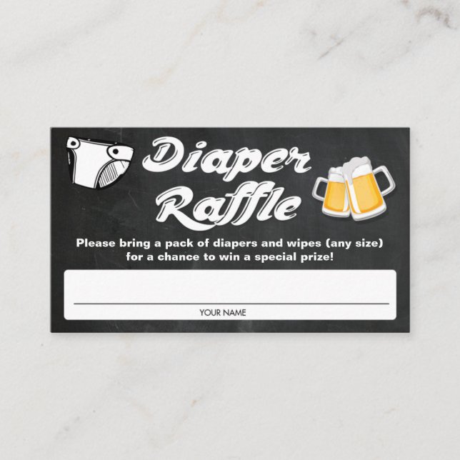 Tarjeta De Recepción Entradas de Baby Shower Diaper Raffle (Anverso)