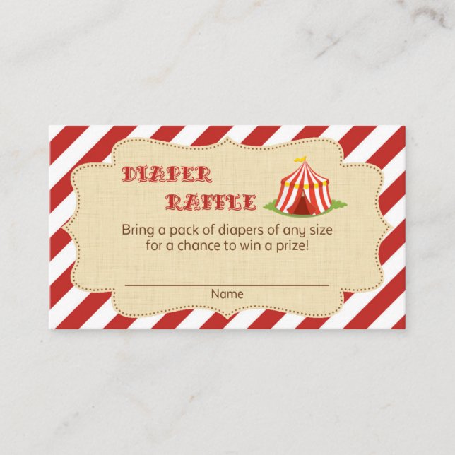 Tarjeta De Recepción Entradas de Circus Baby Shower Diaper Raffle (Anverso)