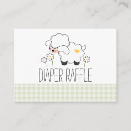 Tarjeta De Recepción Entradas de Green Gingham Lamb Diaper Raffle