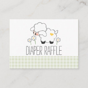 Tarjeta De Recepción Entradas de Green Gingham Lamb Diaper Raffle