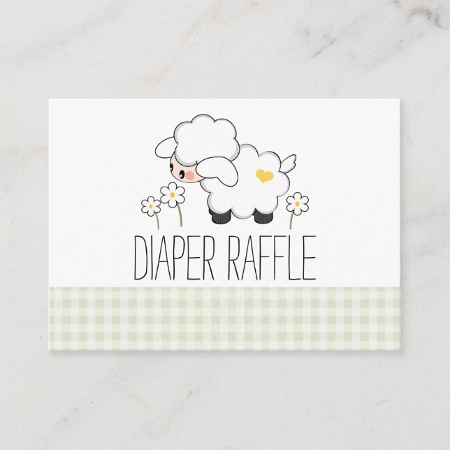 Tarjeta De Recepción Entradas de Green Gingham Lamb Diaper Raffle (Anverso)