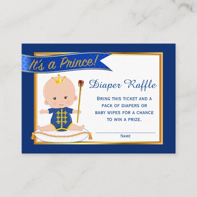 Tarjeta De Recepción Entradas de Prince Diaper Raffle (Anverso)