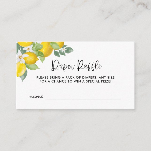 Tarjeta De Recepción Entradas de Raffle de Citrus Lemon Baby Shower Dia (Anverso)