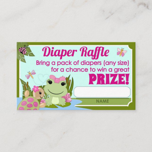 Tarjeta De Recepción Entradas de Raffle Diaper CHICA de Hippity Frog (Anverso)
