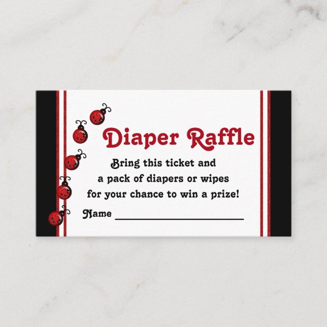 Tarjeta De Recepción Entradas de Raffle Diaper de Ladybug (Anverso)