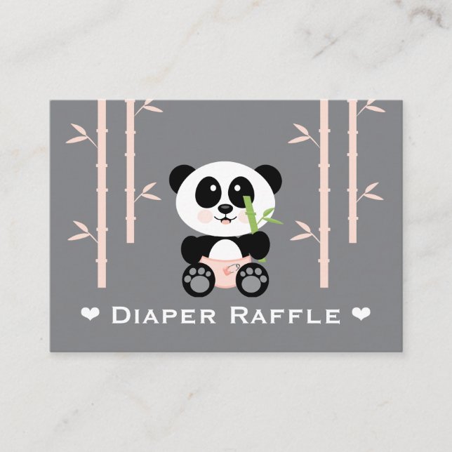 Tarjeta De Recepción Entradas de Raffle Pink Panda Diaper (Anverso)