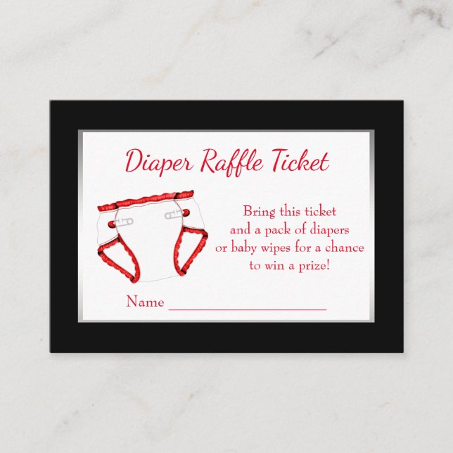 Tarjeta De Recepción Entradas de Raffles Red Black Diaper (Anverso)