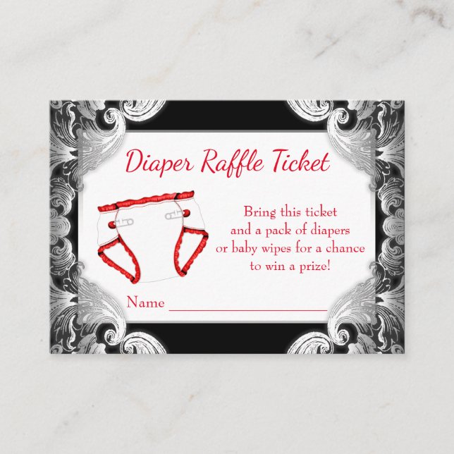Tarjeta De Recepción Entradas de Raffles Red Black Silver Diaper (Anverso)