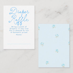 Tarjeta De Recepción Entradas de rifa de pañales azules florales lindos