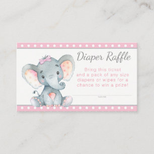Tarjeta De Recepción Entradas de rifa de pañales de elefante niña