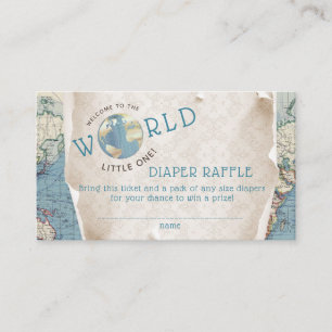 Tarjeta De Recepción Entradas de rifa de pañales de mapa antiguo