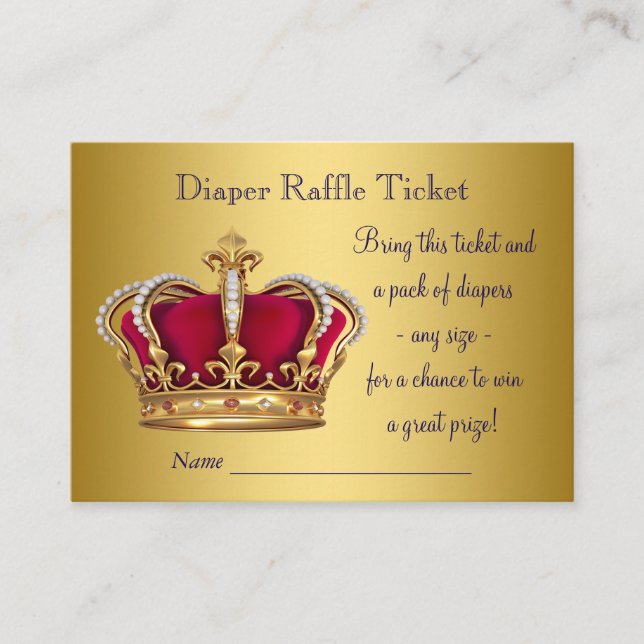 Tarjeta De Recepción Entradas de rifa de pañales de príncipe (Anverso)