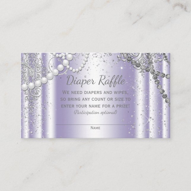 Tarjeta De Recepción Entradas de Rifa de Pañales Gris Lavanda (Anverso)