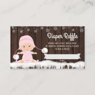 Tarjeta De Recepción Entradas de rifa de pañales para niñas copo de nie