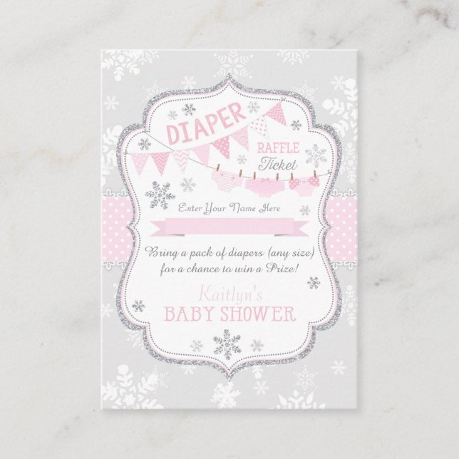 Tarjeta De Recepción Entradas de Snowflake Diapers y Tutu Raffle (Anverso)