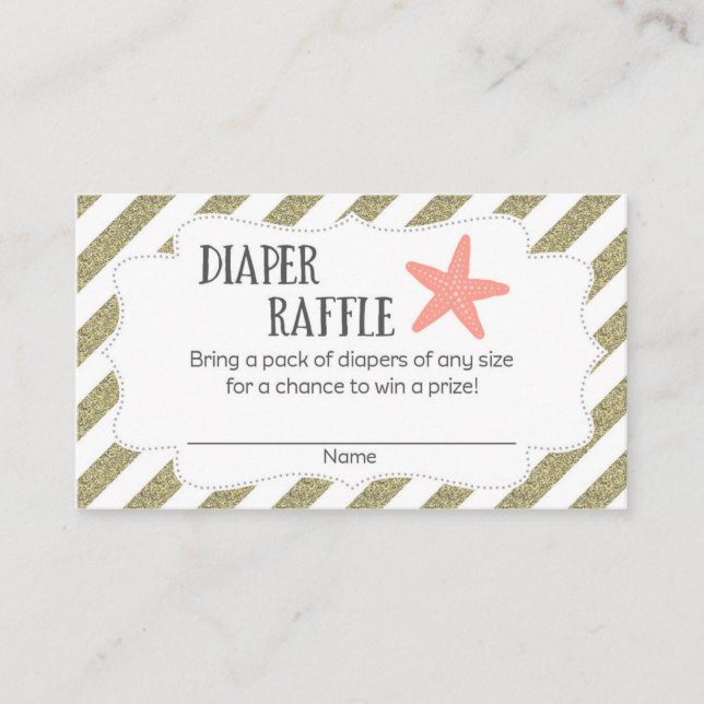 Tarjeta De Recepción Entradas de Starfish Baby Shower Diaper Raffle (Anverso)