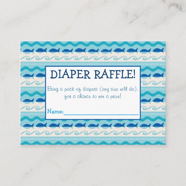 Tarjeta De Recepción Entradas de Surf 'N Fishis Diaper Raffle (Anverso)