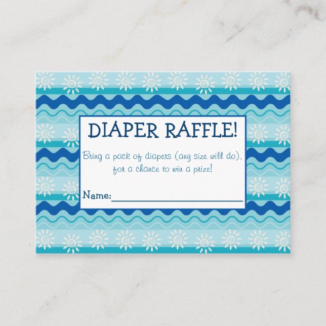 Tarjeta De Recepción Entradas de Surf 'N Sun Diaper Raffle (Anverso)