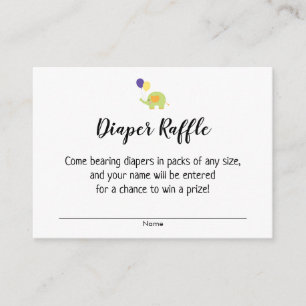 Tarjeta De Recepción Entradas para el sorteo de pañales en la fiesta de