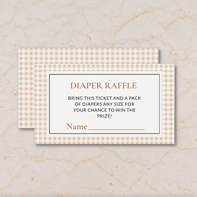 Tarjeta De Recepción Entradas para la Rifa de Pañales Gingham Neutral B (Subido por el creador)