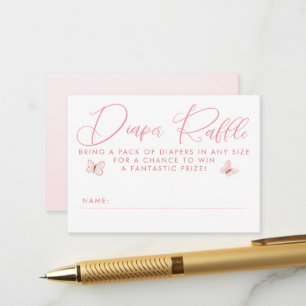 Tarjeta De Recepción Entradas para Rifa de Pañales Mariposas Rosadas Ba
