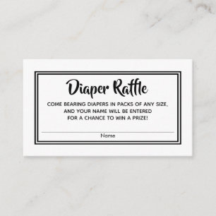 Tarjeta De Recepción Entradas sencillas de Baby Shower Diaper Raffle BW