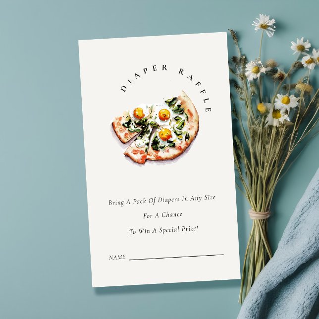 Tarjeta De Recepción Entrega especial Pizza Diaper Raffle Baby Shower (Subido por el creador)