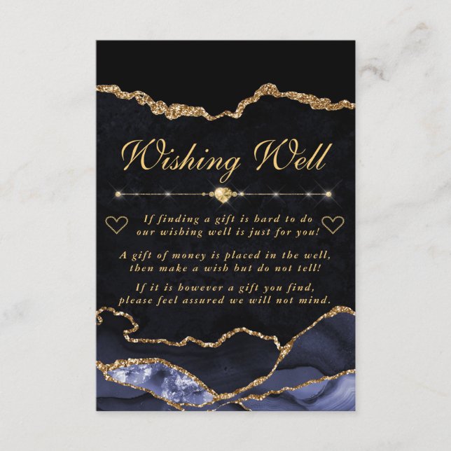 Tarjeta De Recepción Envejecimiento Purpurina Gris y Oro Falsa Deseos B (Anverso)