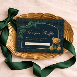 Tarjeta De Recepción Equestrian Polo Plaid Teddy Bear Diaper Raffle
