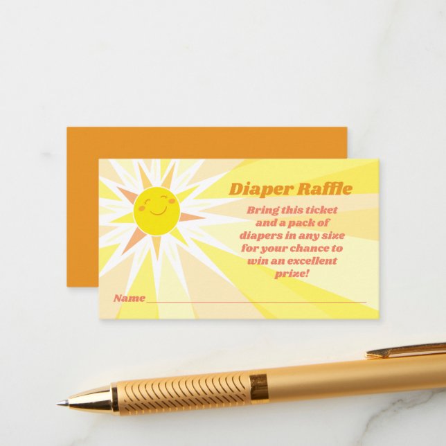 Tarjeta De Recepción Eres mi Sunshine Baby Shower Diaper Raffle (Anverso/Reverso In Situ)
