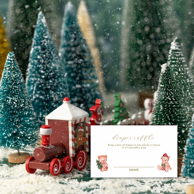 Tarjeta De Recepción Es frío afuera Oso Pañal Rifa Baby Shower  (It's Cold Outside Bear Diaper Raffle Baby Shower Enclosure Card)