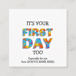 TARJETA DE RECEPCIÓN ES TU PRIMER DÍA TAMBIÉN ENSEÑANDO A TU PADRE