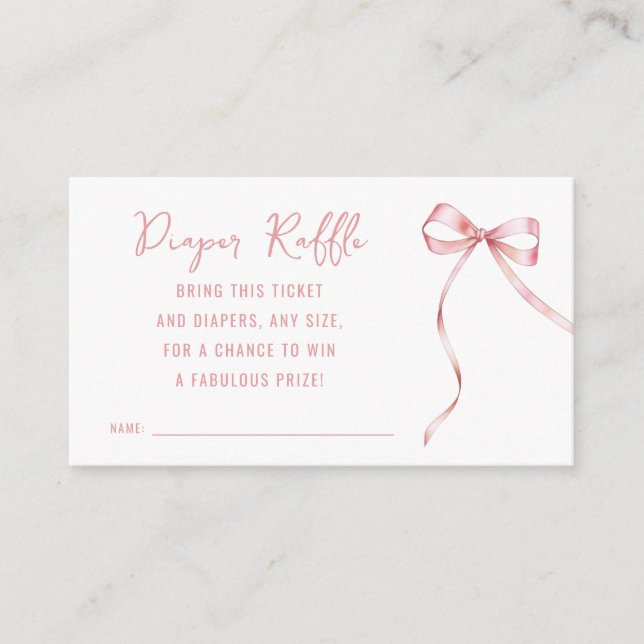 Tarjeta De Recepción Es un Chica rosado Baby Shower Diaper Raffle (Anverso)