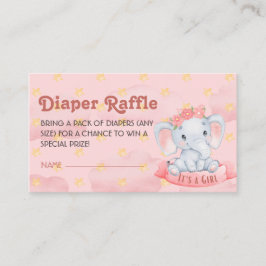 Tarjeta De Recepción Es un elefante chica de pañal rosado Raffle Ticket