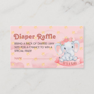 Tarjeta De Recepción Es un elefante chica de pañal rosado Raffle Ticket