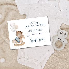 Tarjeta De Recepción Es un niño Teddy Bear y globos Diaper Raffle