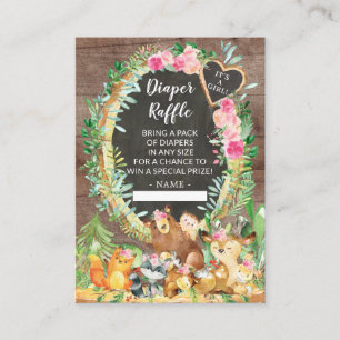 Tarjeta De Recepción Es un pañal de Baby Shower de Woodland Chica