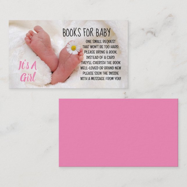 Tarjeta De Recepción Es un pie de bebé Chica con margarita (Anverso / Reverso)