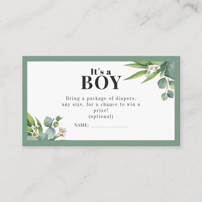 Tarjeta De Recepción Es una palmera de niño deja un Baby Shower verde f (Anverso)