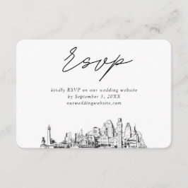 Tarjeta De Recepción Esbozo Minimalista Baltimore Boda RSVP
