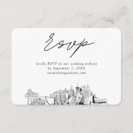 Tarjeta De Recepción Esbozo Minimalista Boda de Las Vegas RSVP