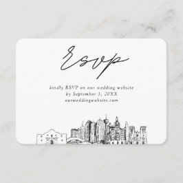 Tarjeta De Recepción Esbozo Minimalista Boda de San Antonio RSVP