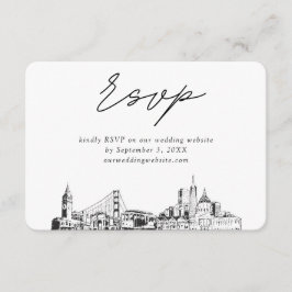 Tarjeta De Recepción Esbozo Minimalista Boda de San Francisco RSVP
