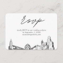 Tarjeta De Recepción Esbozo Minimalista de Boda de búfalo RSVP