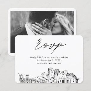 Tarjeta De Recepción Esbozo Minimalista Honolulu Boda RSVP