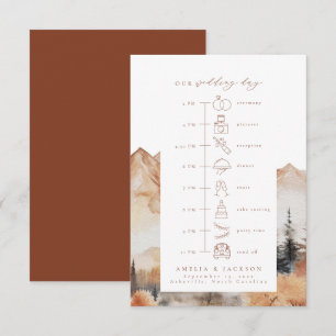 Tarjeta De Recepción Escala de tiempo del Boda de montaña otoño con ico