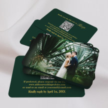 Escanear me RSVP Código QR Boda de oro verde esmer