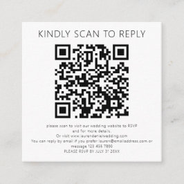 Tarjeta De Recepción Escanear Para Responder Al Código QR Boda Blanca N